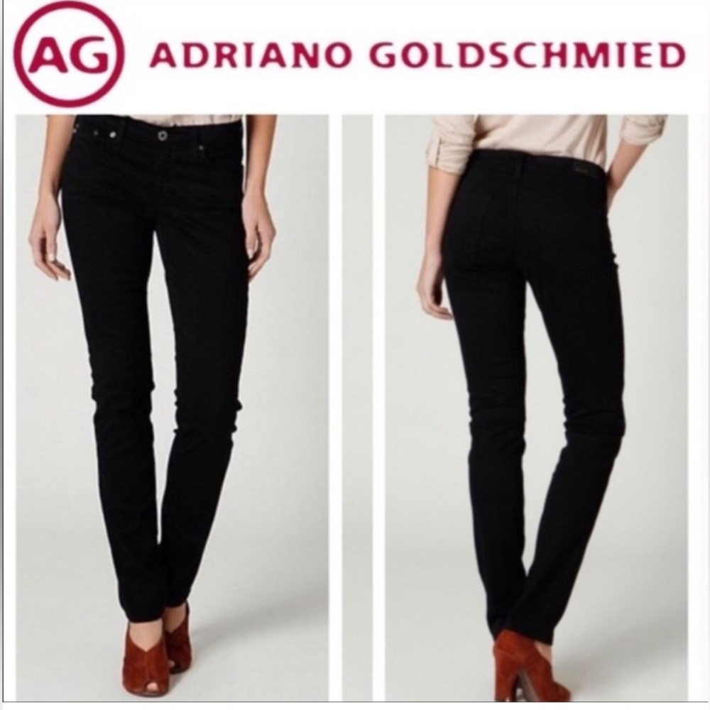 AG Adriano Goldschmied Stevie Slim Straight Black Jeans